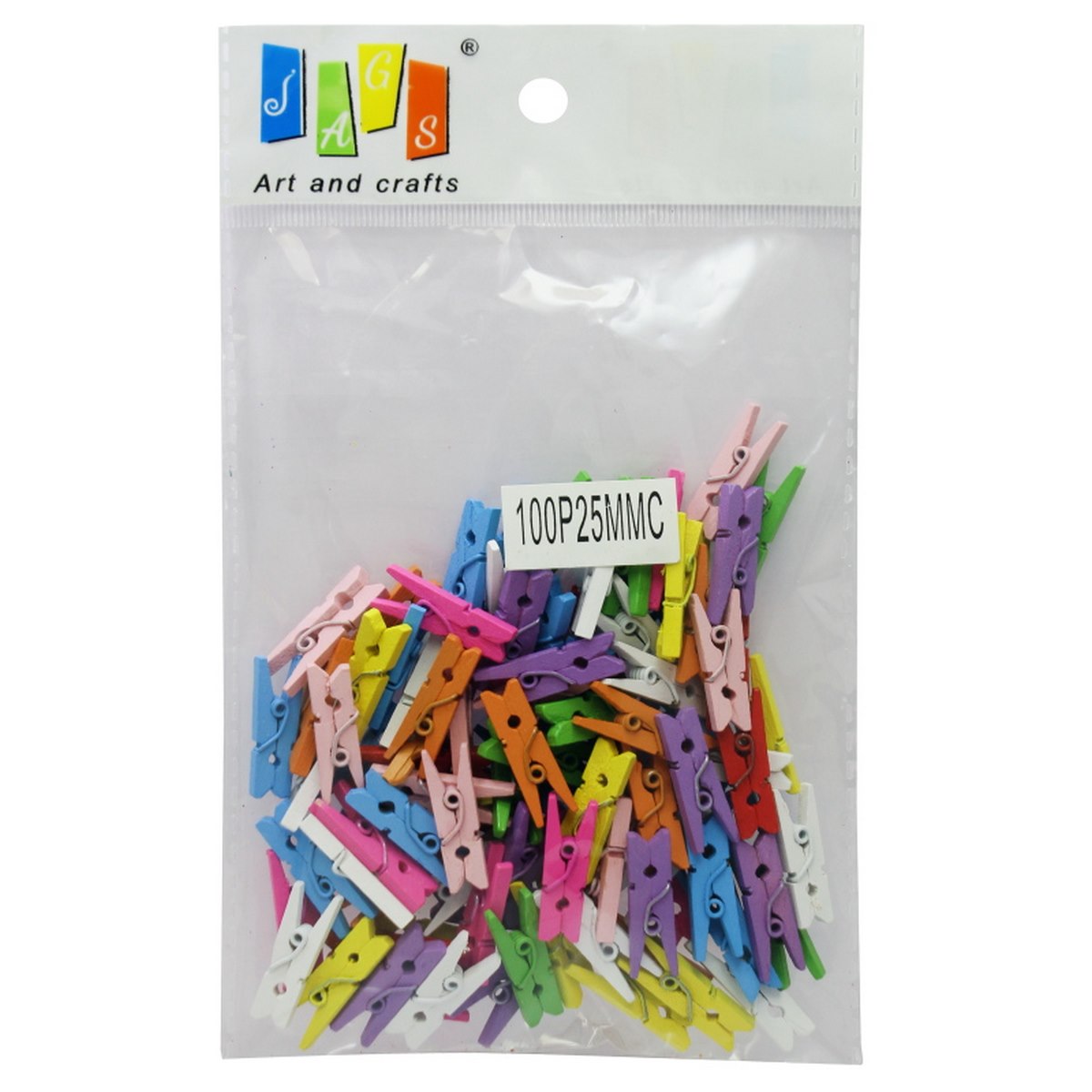 Gift To Love | Wooden Clip | Color : Colour | Size : 25 Mm | Pcs : 100 Pcs | Code : 100P25MMC