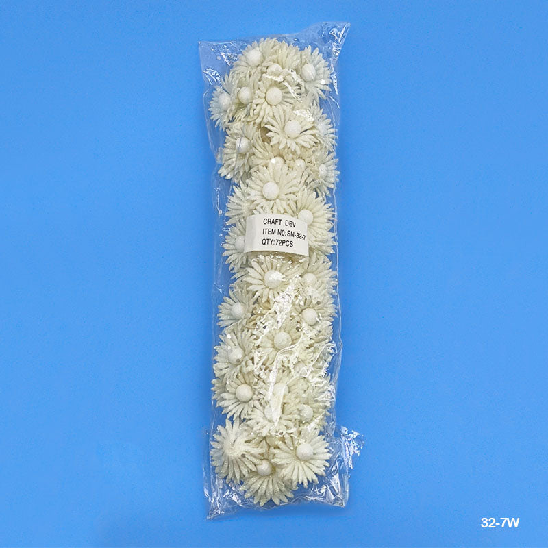 Gift To Love | Glitter Flower | Color : White | Pcs : 72 Pcs | Code : 32-7W