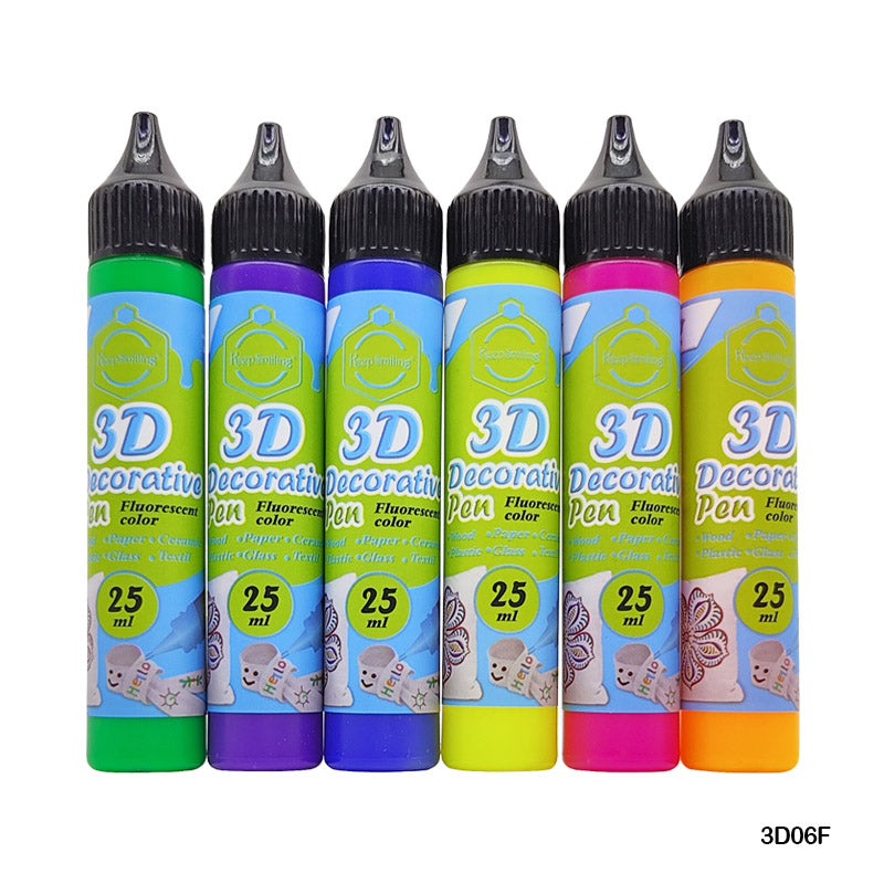 Gift To Love | 3D Decorative Colour Pen | Pcs : 6 Pcs | Code : 3D06F