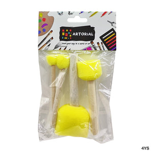 Gift To Love | Yellow Sponge Wooden Handle | Color : Yellow | Pcs : 4 Pcs | Code : 4YS