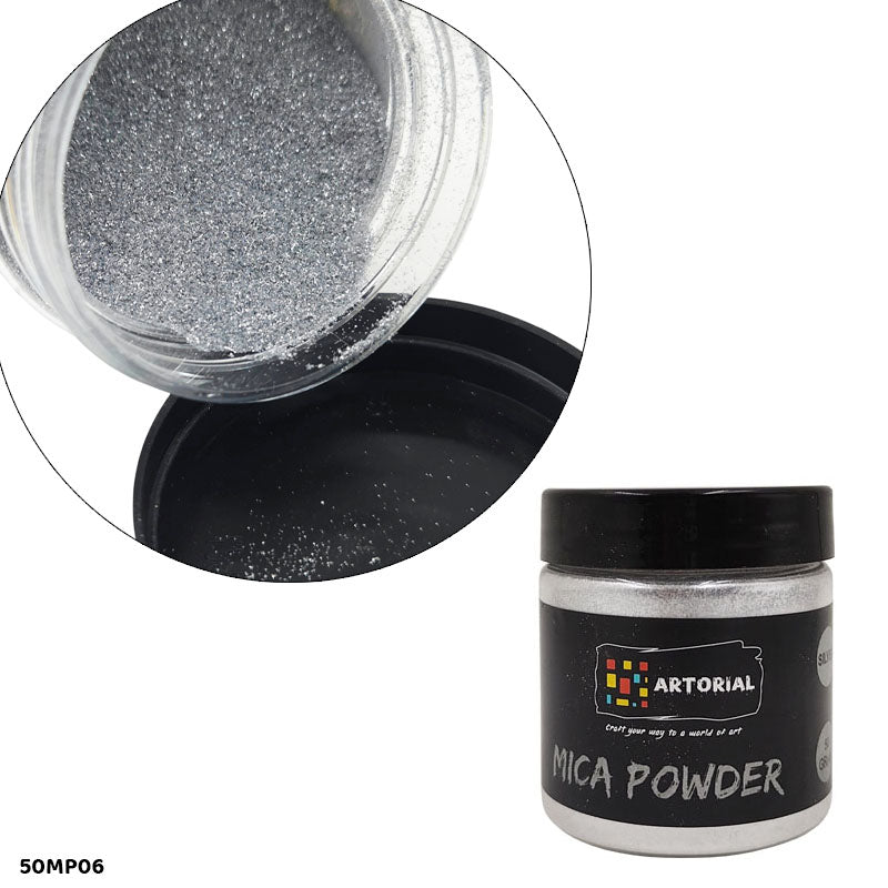 Gift To Love | Mica Pearl Powder | Color : Silver | Size : 50 Gm | Code : 50MP06