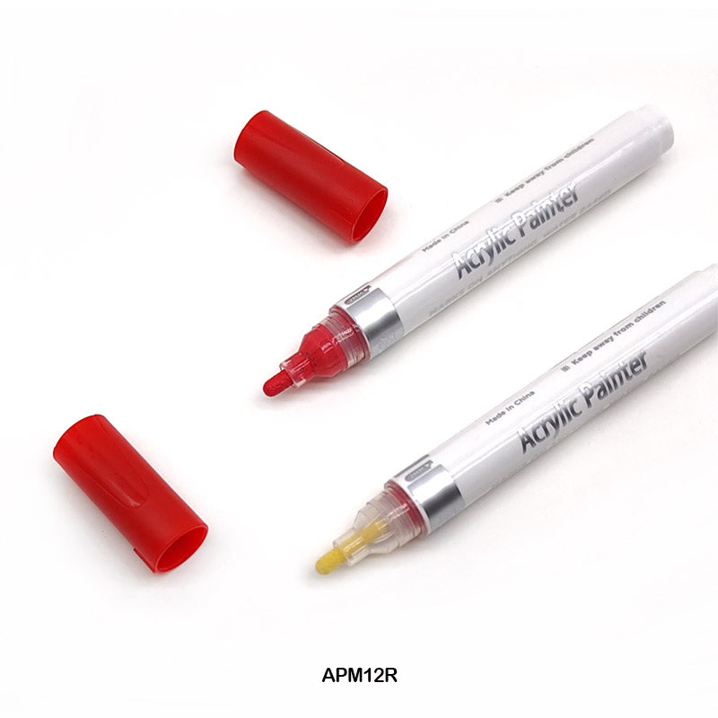Gift To Love | Acrylic Paint Marker | Color : Red | Pcs : 12 Pcs | Code : APM12R