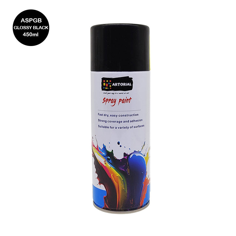 Gift To Love | Artorial Spray Paint | Color : Glossy Black | Size : 450 Ml | Code : ASPGB