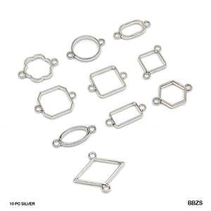 Gift To Love | Bezels Mix Shape Set | Color : Silver | Pcs : 10 Pcs | Code : BBZS