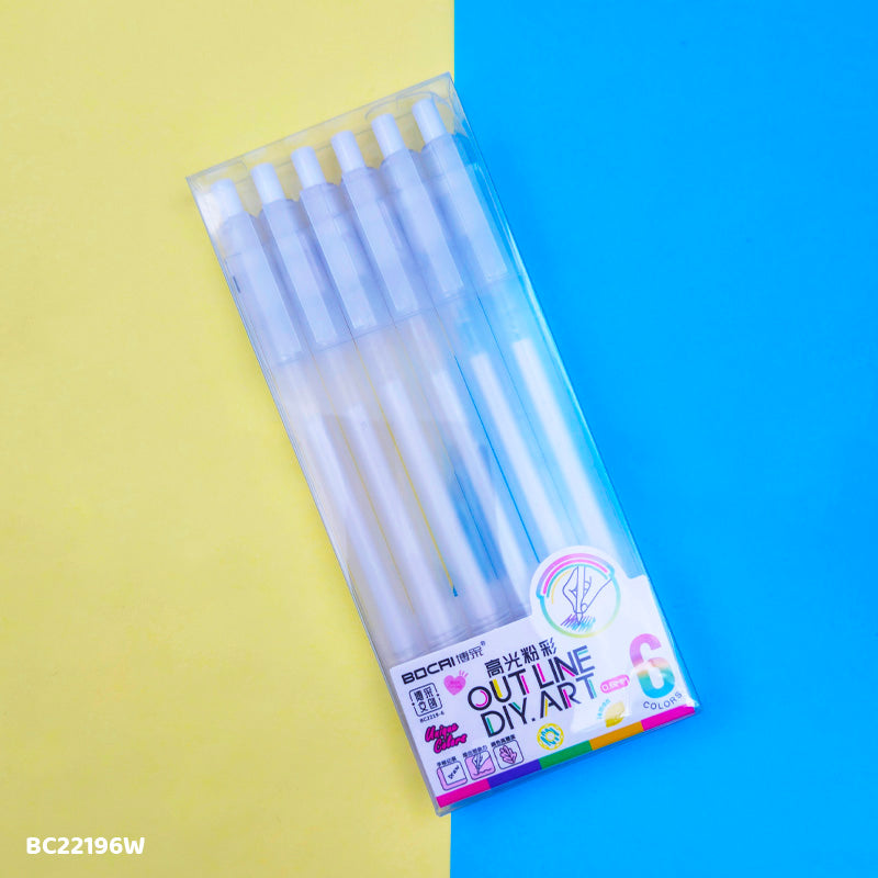 Gift To Love | White Pen | Color : White | Size : 0.8 Mm | Pcs : 6 Pcs | Code : BC22196W
