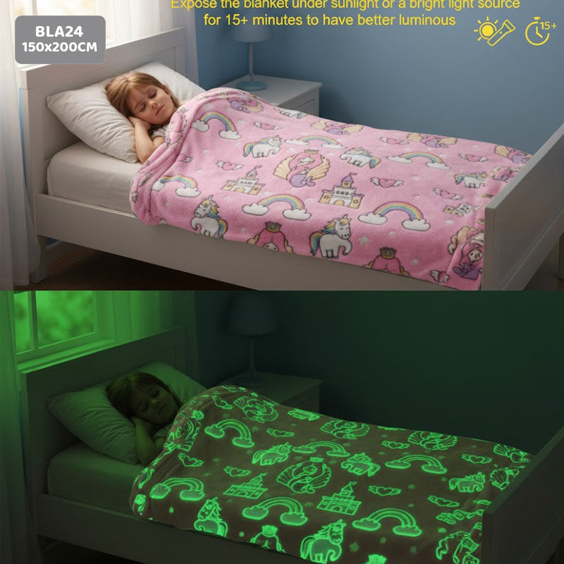 Gift To Love | Super Soft Night Glow In The Dark Blanket | Size : 150 Cm X 200 Cm | Code : BLA24