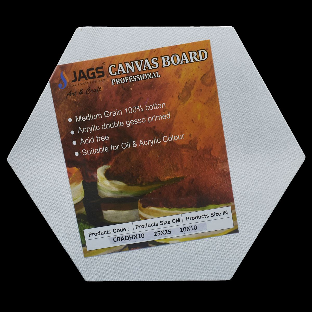 Gift To Love | Canvas Board Artist Quality Hexagon | Color : White | Size : 10 Inch | Code : CBAQHN10