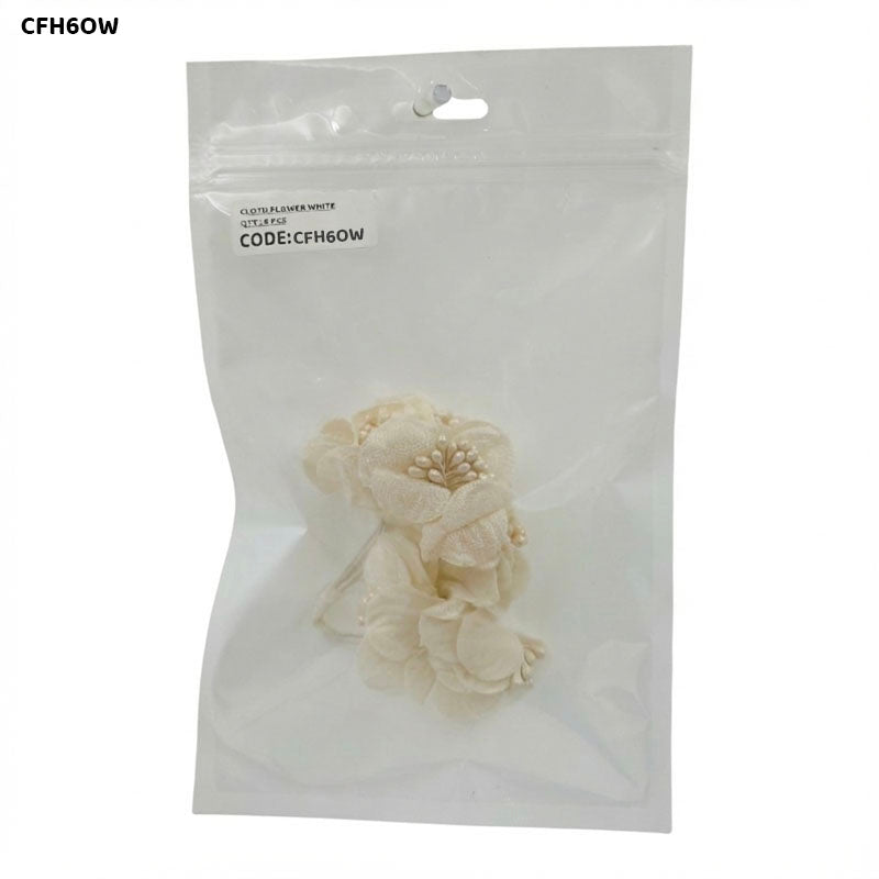 Gift To Love | Cloth Flower | Color : Off White | Pcs : 6 Pcs | Code : CFH6OW