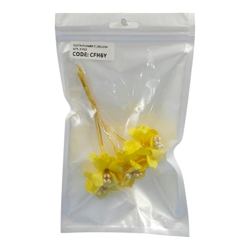 Gift To Love | Cloth Flower | Color : Yellow | Pcs : 6 Pcs | Code : CFH6Y