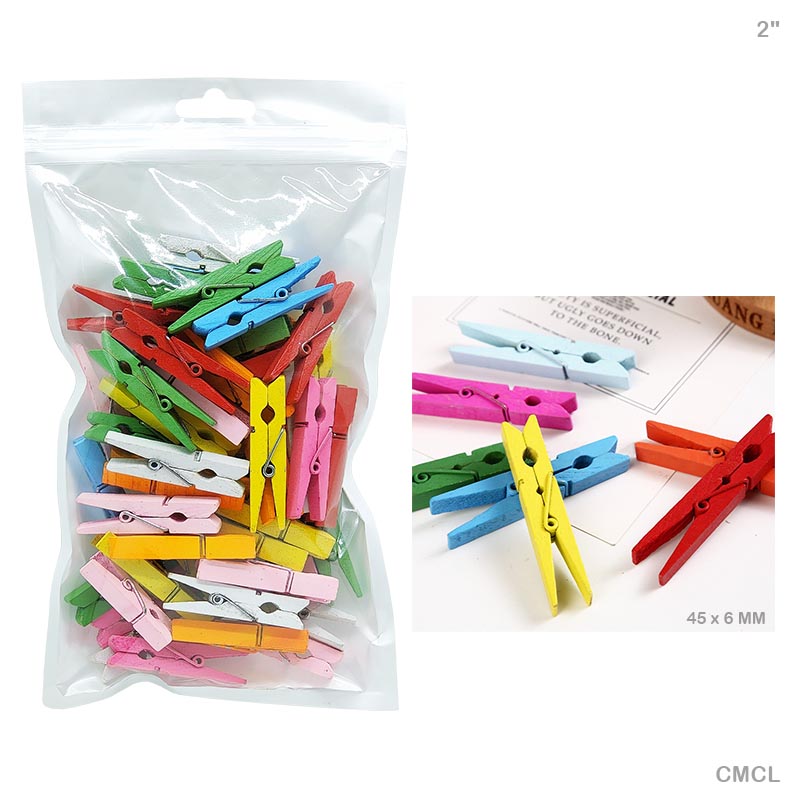 Gift To Love | Clip Medium Wooden | Size : 2 Inch | Pcs : 50 Pcs | Code : CMCL