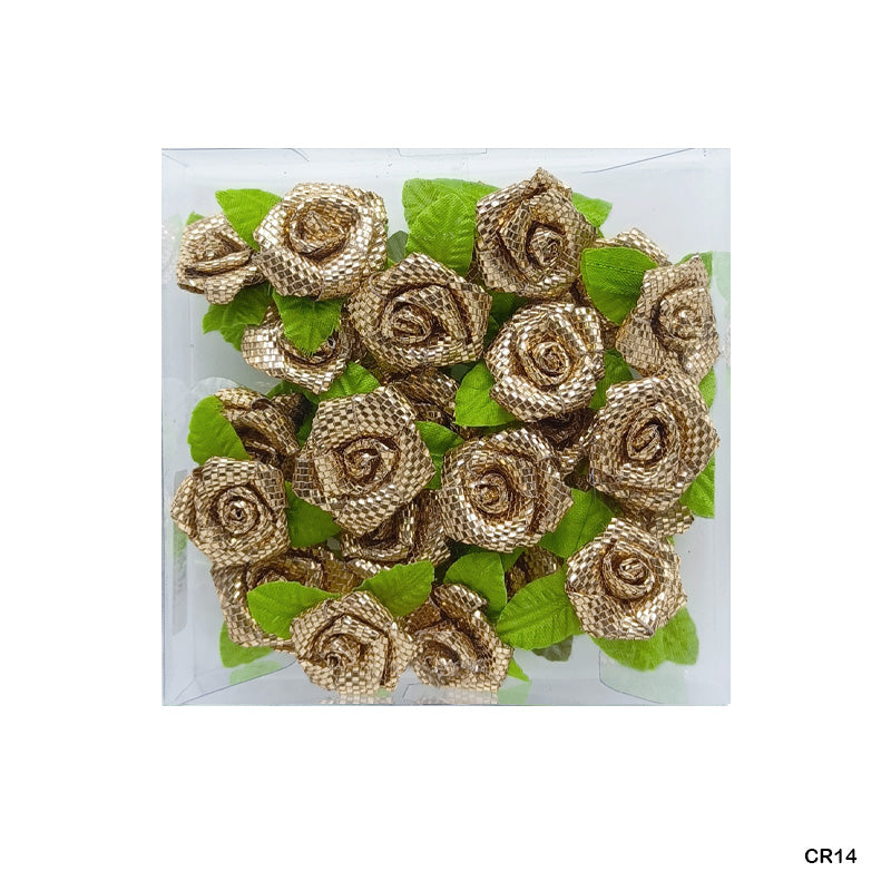 Gift To Love | Satin Cloth Flower | Color : Glittery Rose Gold | Pcs : 24 Pcs | Code : CR14