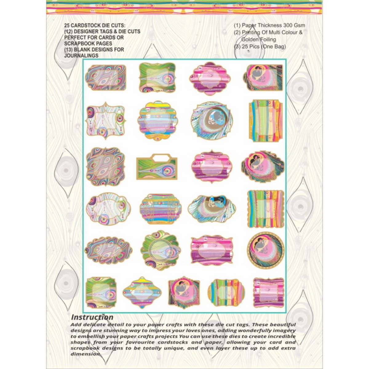 Gift To Love | Die Cut & Tags Peacock Collection | Code : DCTPC-1