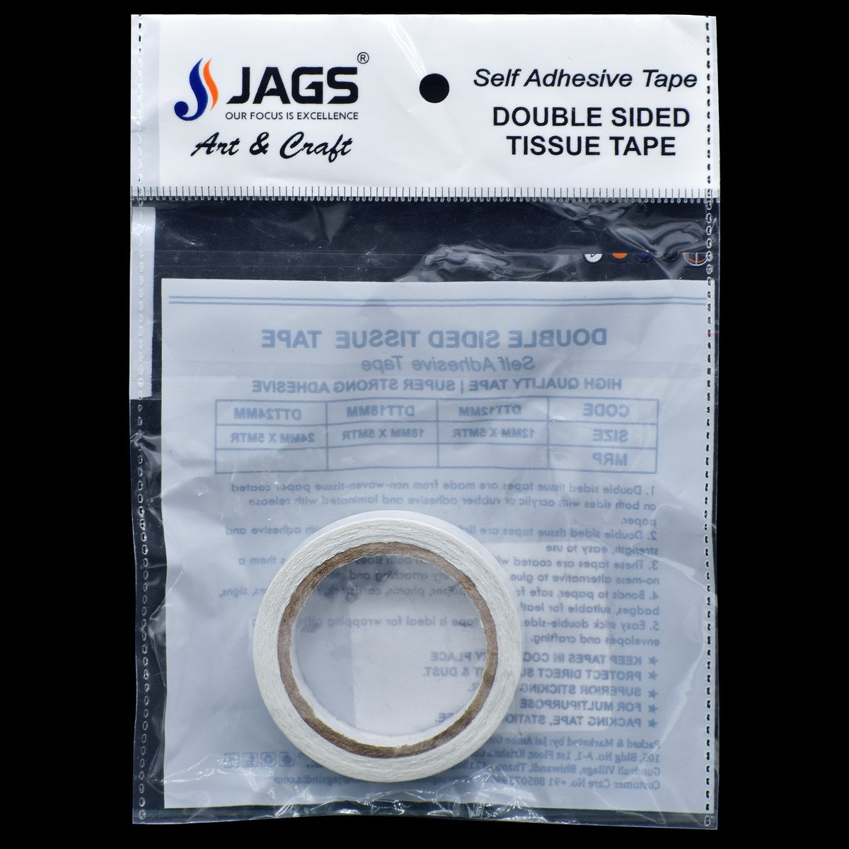 Gift To Love | Double Sided Tissue Tape | Size : 5 Mtr X 12 Mm | Code : DTT12MM