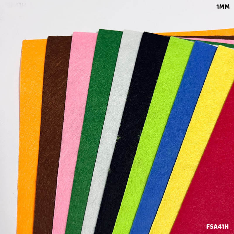 Gift To Love | Felt Sheet | Color : Multicolored | Size : A4 1 Mm | Pcs : 10 Sheets | Code : FSA41H