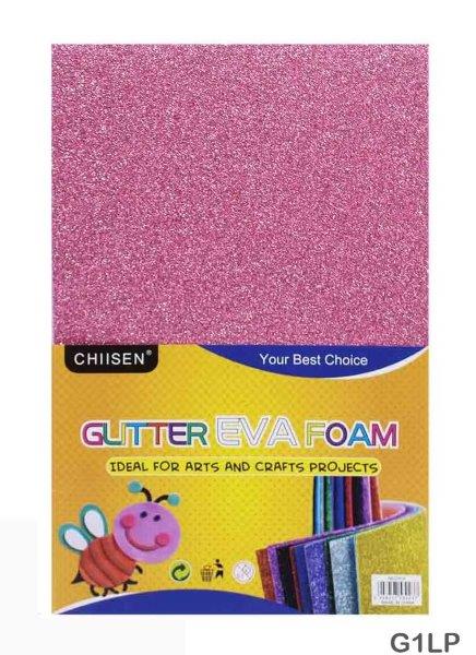 Gift To Love | Glitter Foam Sheet | Color : Light Pink | Size : A4 | Pcs : 10 Pcs | Code : G1LP