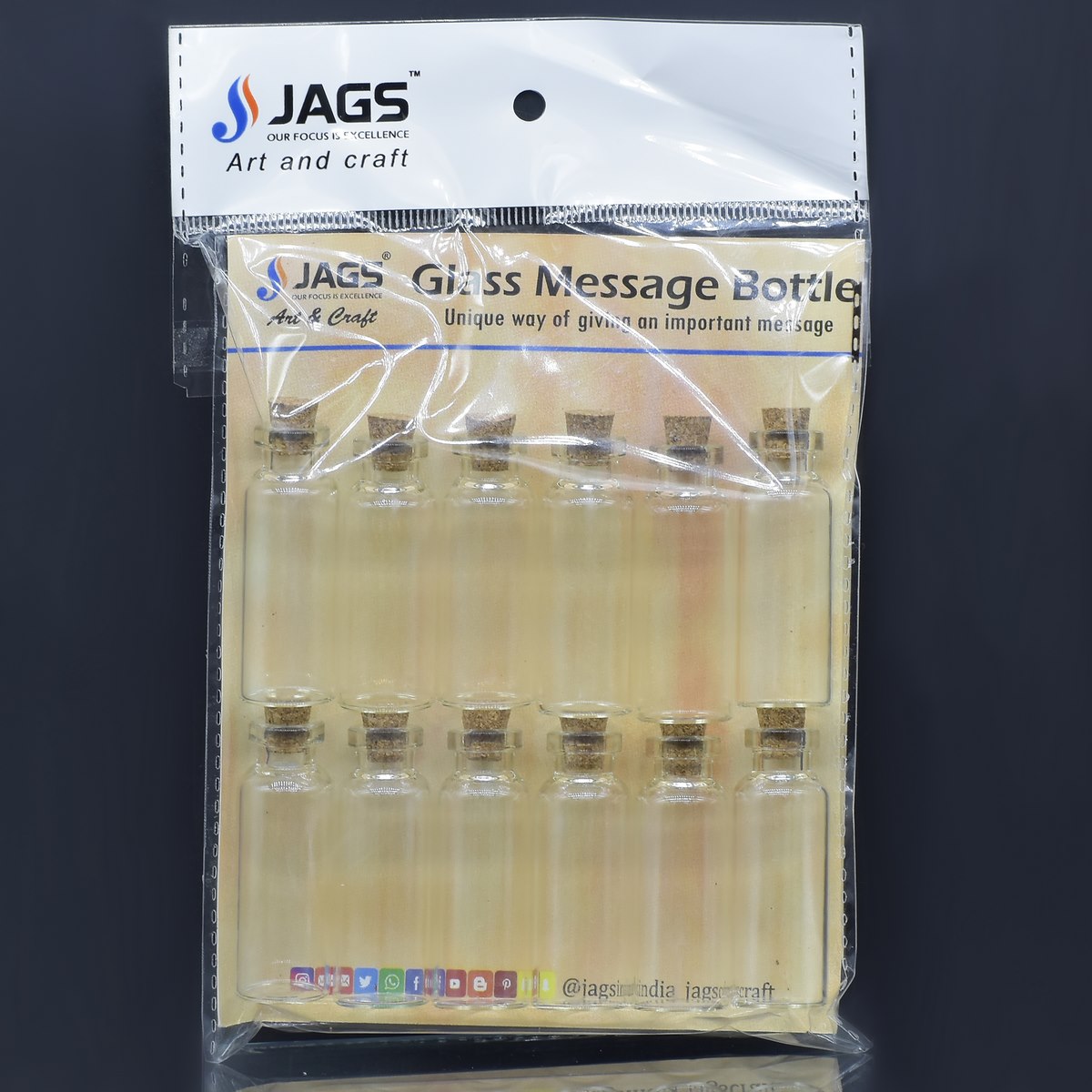 Gift To Love | Glass Messages Bottle | Size : 18 X 50 Mm | Pcs : 12 Pcs Set | Code : GMB18X50