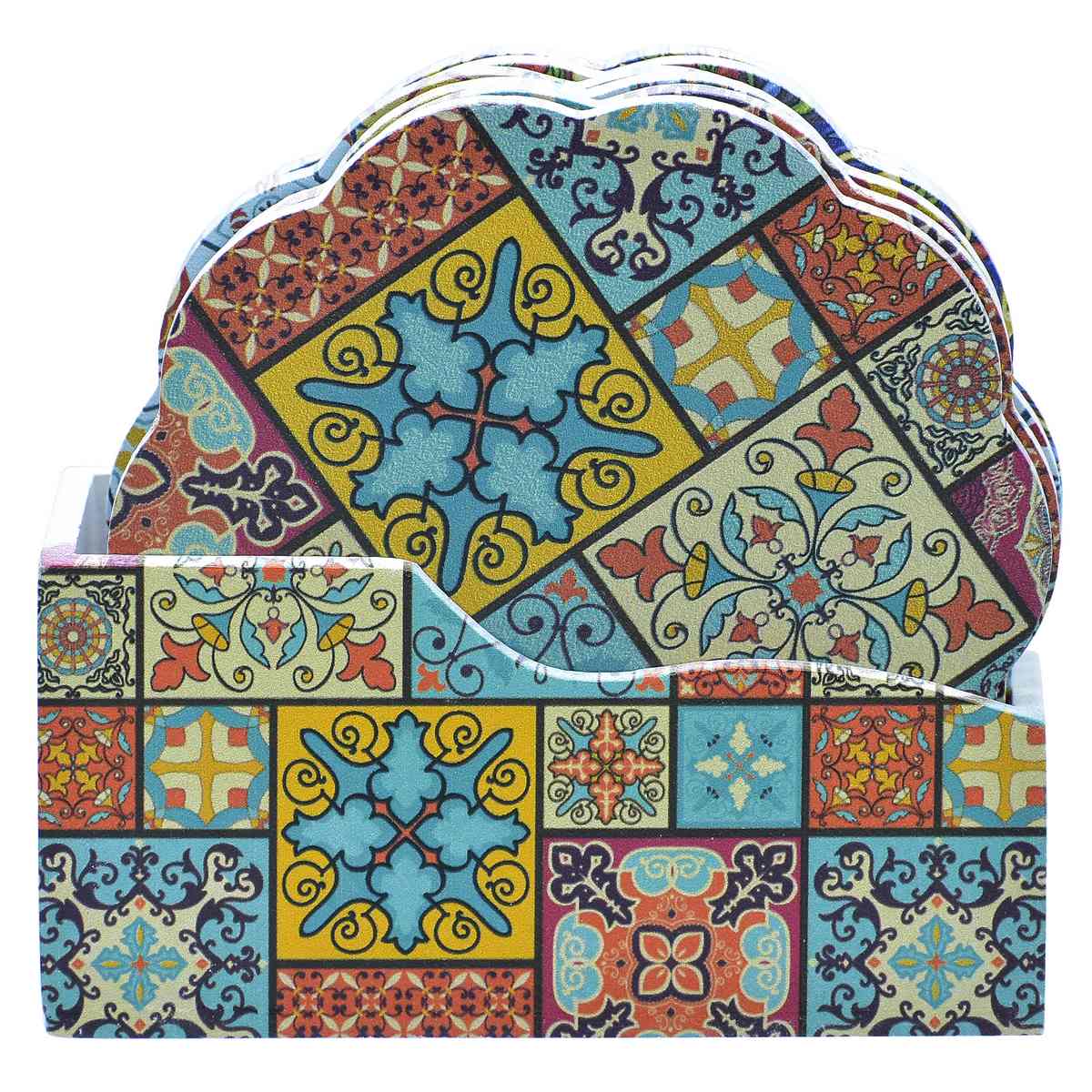 Gift To Love | Tea Coaster Printed Flower Mix Design | Pcs : 6 Pcs Set | Code : JB812-A