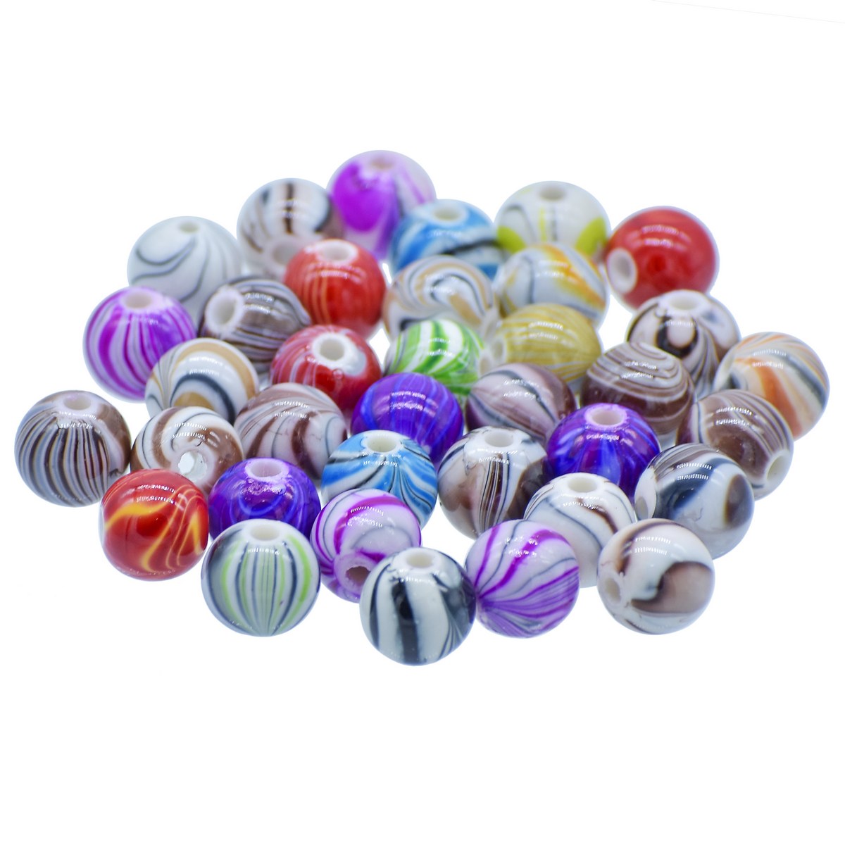 Gift To Love | Craft Beads Printed | Color : Multicolour | Size : 10 Mm | Pcs : 20 Gsm | Code : JBPM10MM