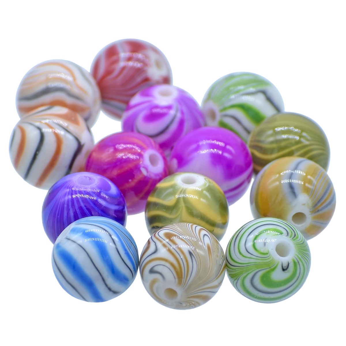 Gift To Love | Craft Beads Printed | Color : Multicolour | Size : 14 Mm | Pcs : 20 Gsm | Code : JBPM14MM