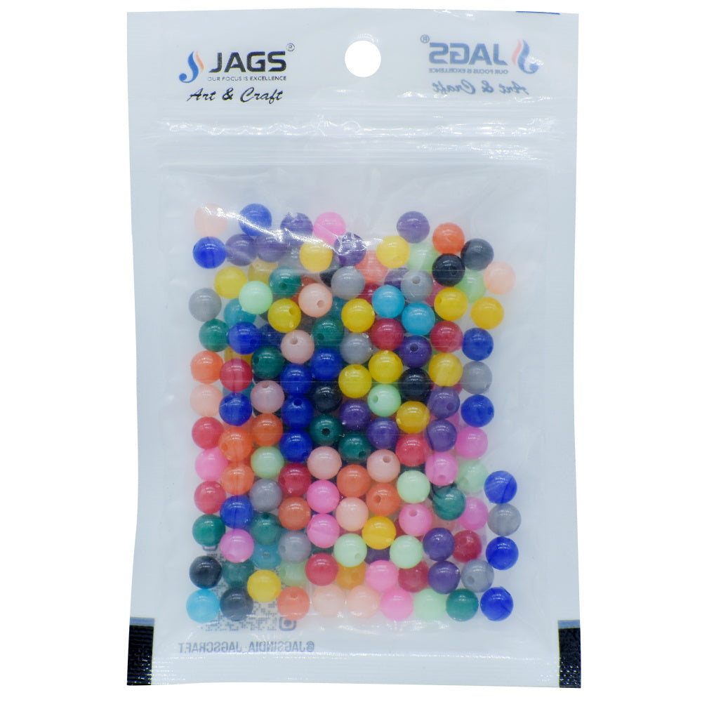 Gift To Love | Craft Beads Round | Color : Multi Colours | Size : 6 Mm | Pcs : 20 Gsm | Code : JCBR04