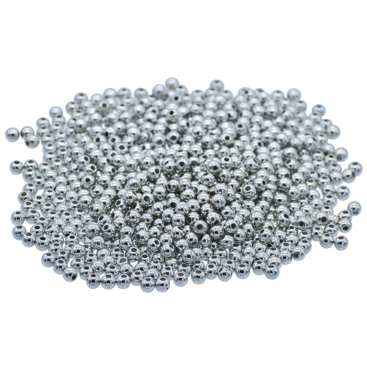 Gift To Love | Craft Beads Round | Color : Silver | Size : 4 Mm | Pcs : 25 Gsm | Code : JCBSR4MM