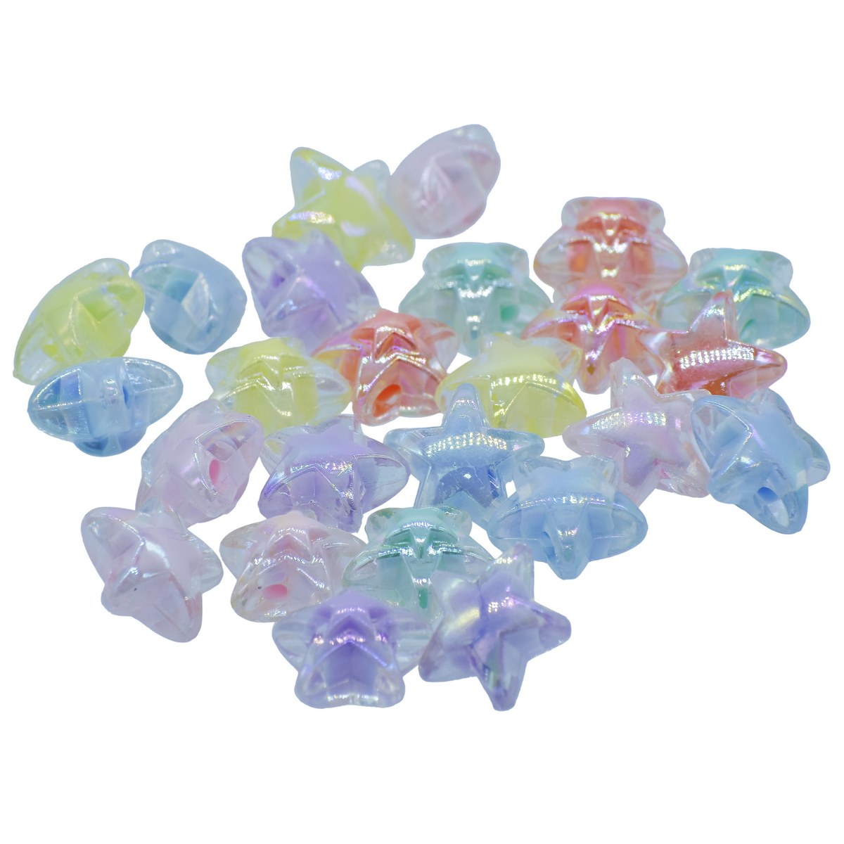 Gift To Love | Beads Two Ton Transparent Star | Pcs : Set Of 25 | Code : JCCP27