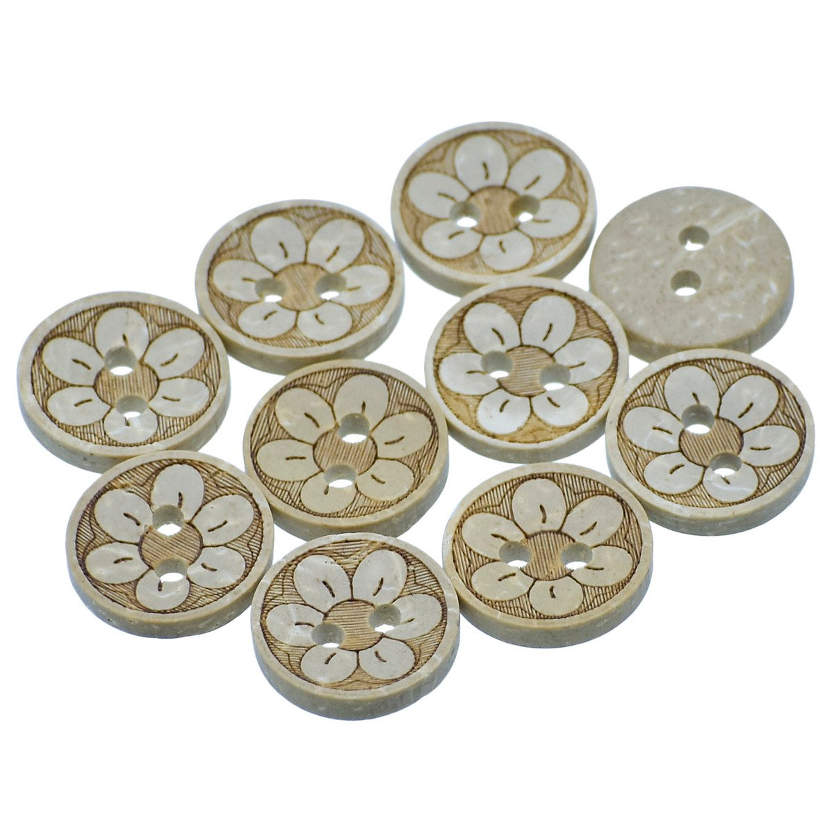 Gift To Love | Craft Decorative Button Round Flower | Size : 20L | Pcs : 10 Pcs | Code : JCDBP37