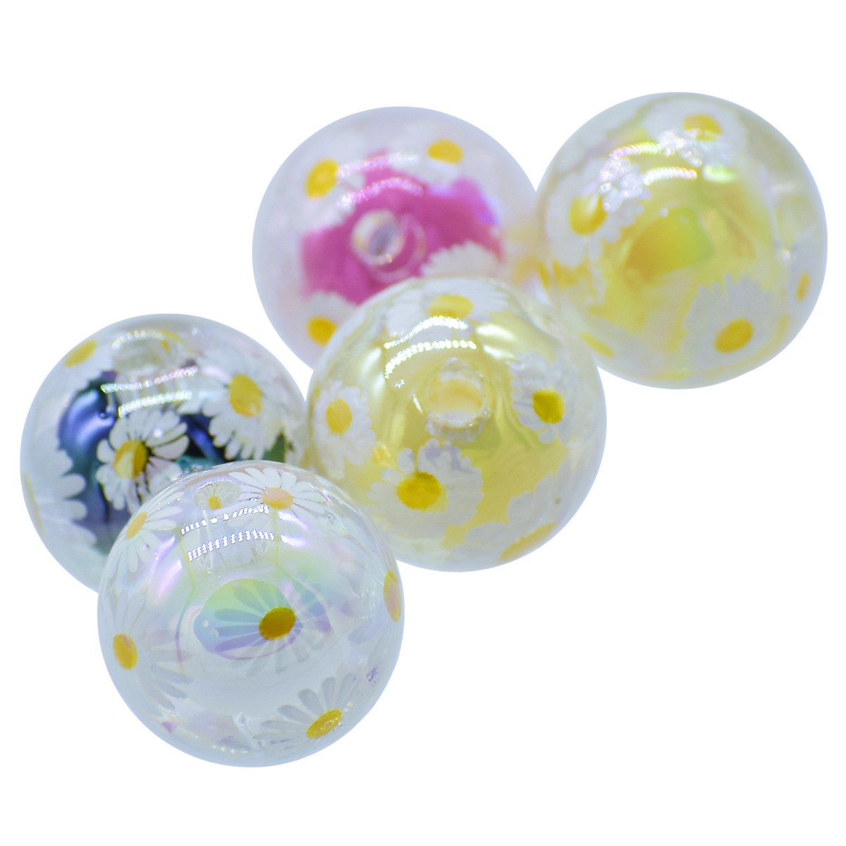Gift To Love | Beads Flower Print Round | Pcs : Set Of 5 Pcs | Code : JCPP03