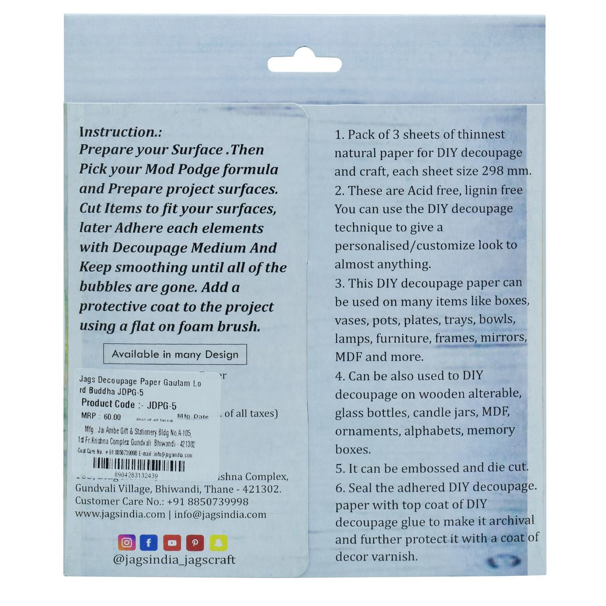Gift To Love | Decoupage Paper Gautam Lord Buddha | Code : JDPG-5