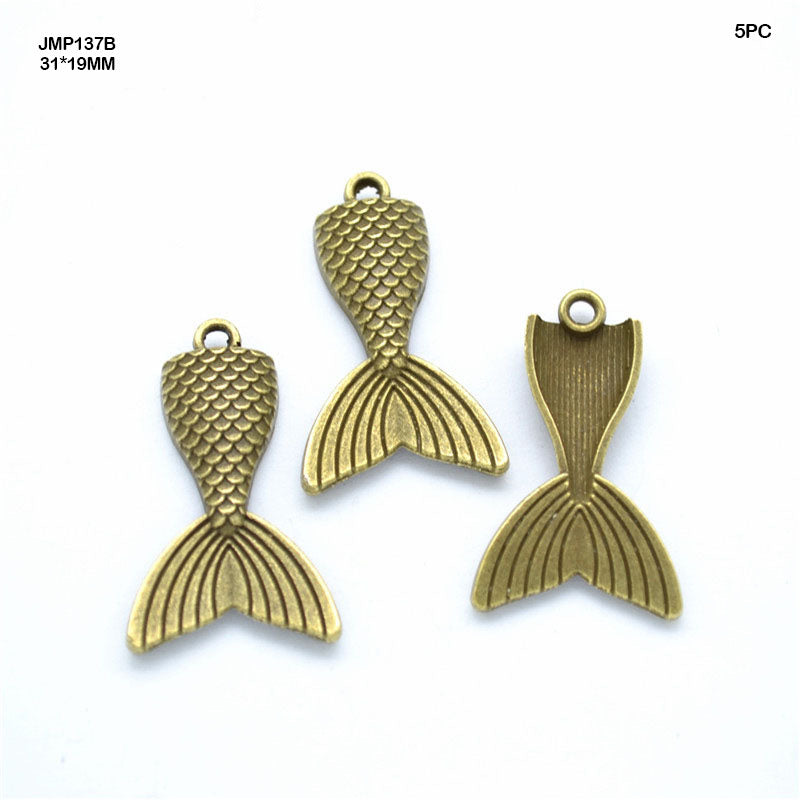 Gift To Love | Fish Tail Pendants | Color : Copper | Size : 31 Mm X 19 Mm | Pcs : 5 Pcs | Code : JMP137B