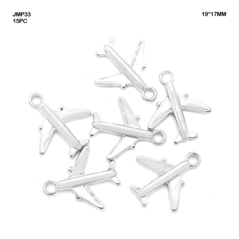 Gift To Love | Airplane Pendants | Color : Rose Silver | Size : 17 Mm X 15 Mm | Pcs : 15 Pcs | Code : JMP33