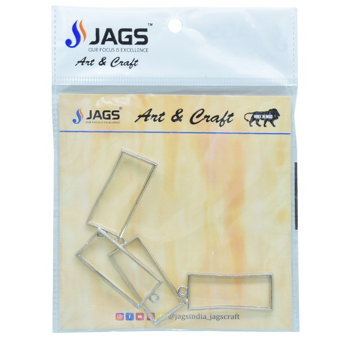 Gift To Love | Metal Imitation Rectangle | Color : Silver | Pcs : 4 Pcs | Code : JRDA17