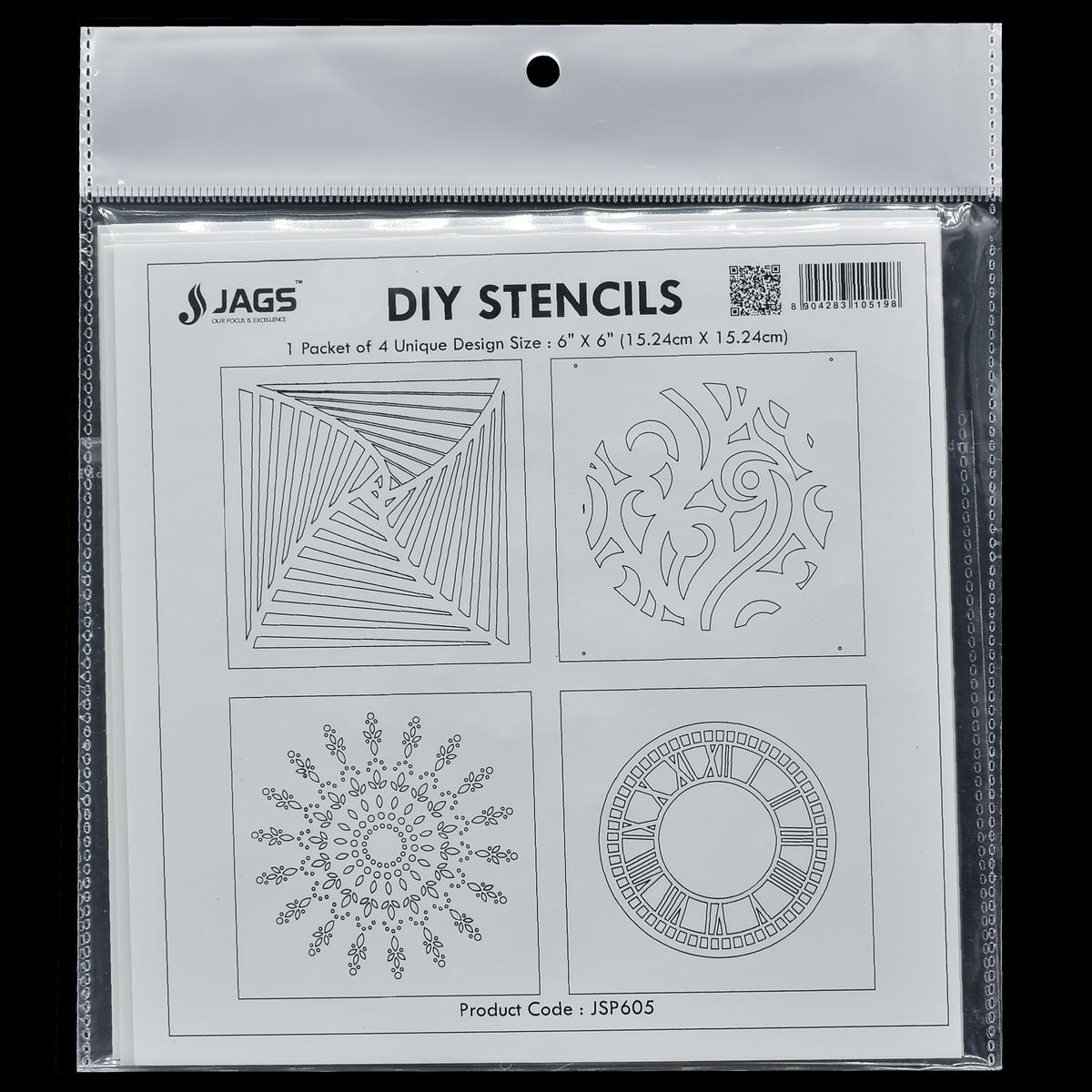 Gift To Love | Stencil Plastic | Size : 6 X 6 | Pcs : 4 Pcs Set | Code : JSP605