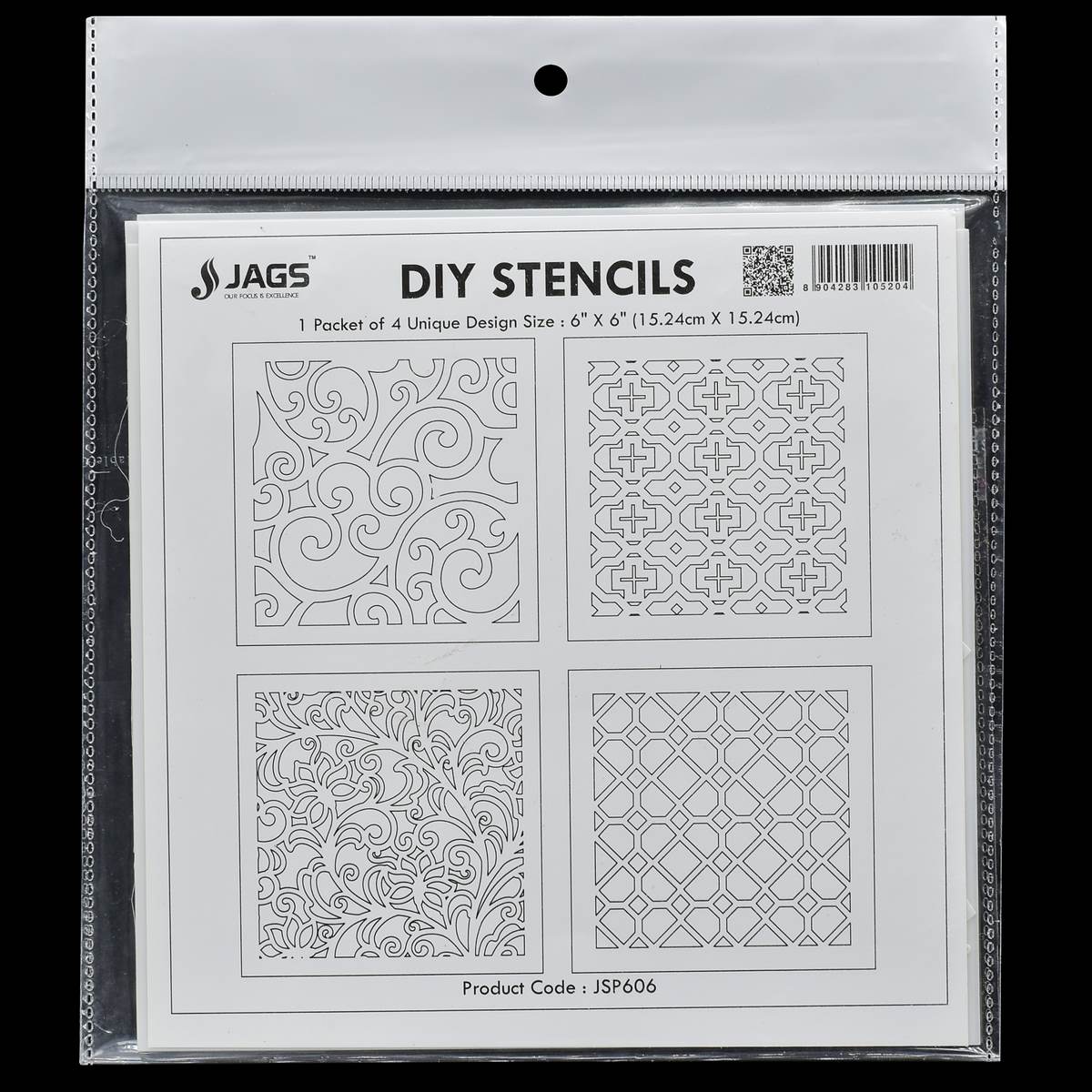 Gift To Love | Stencil Plastic | Size : 6 X 6 | Pcs : 4 Pcs Set | Code : JSP606