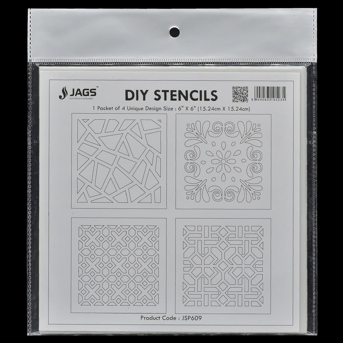 Gift To Love | Stencil Plastic | Size : 6 X 6 | Pcs : 4 Pcs Set | Code : JSP609