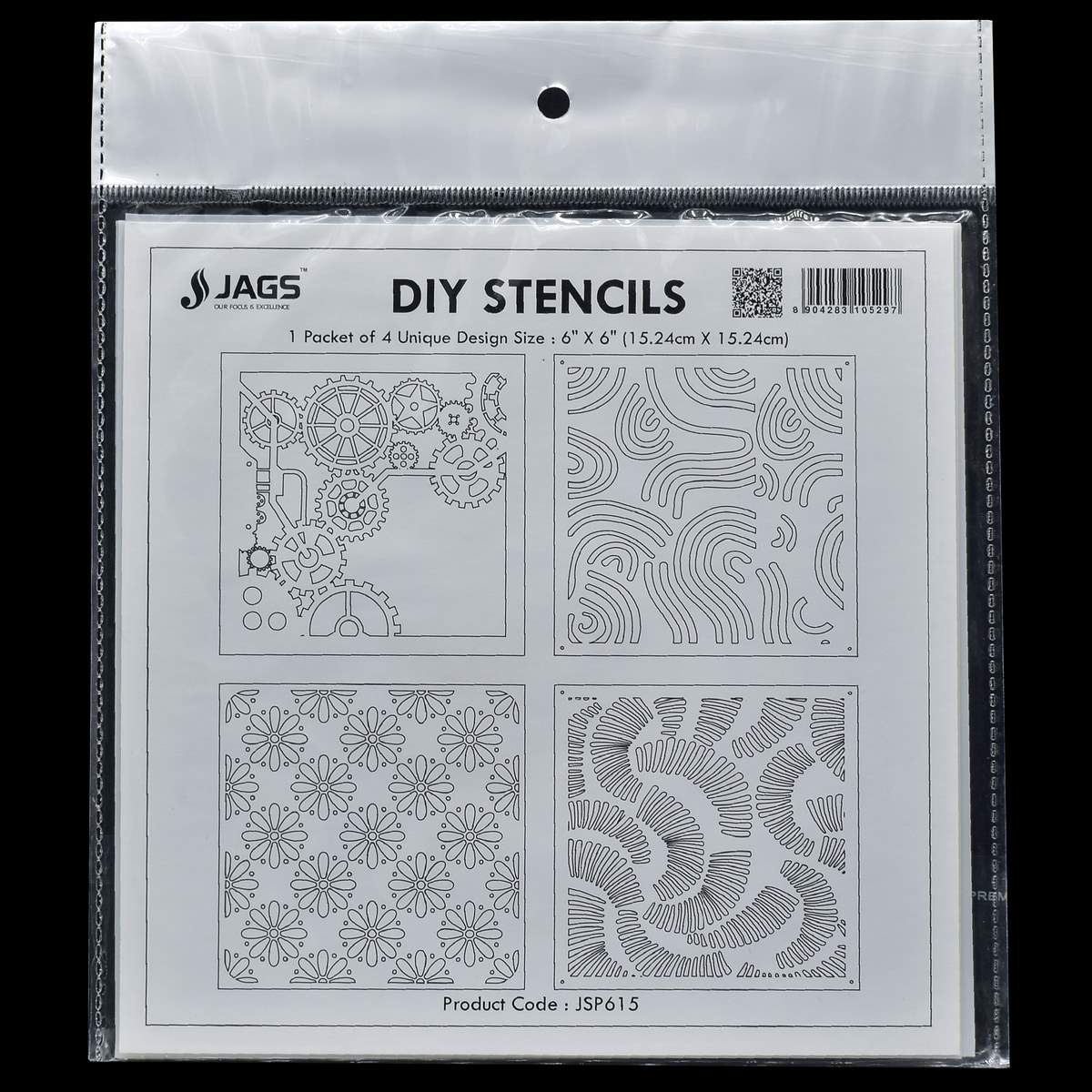 Gift To Love | Stencil Plastic | Size : 6 X 6 | Pcs : 4 Pcs Set | Code : JSP615