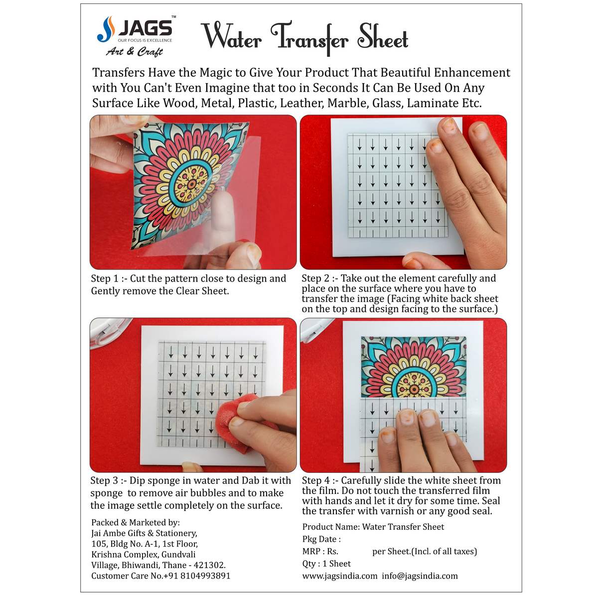 Gift To Love | Water Transfer Sheet Floral Pattern | Code : JWTS05