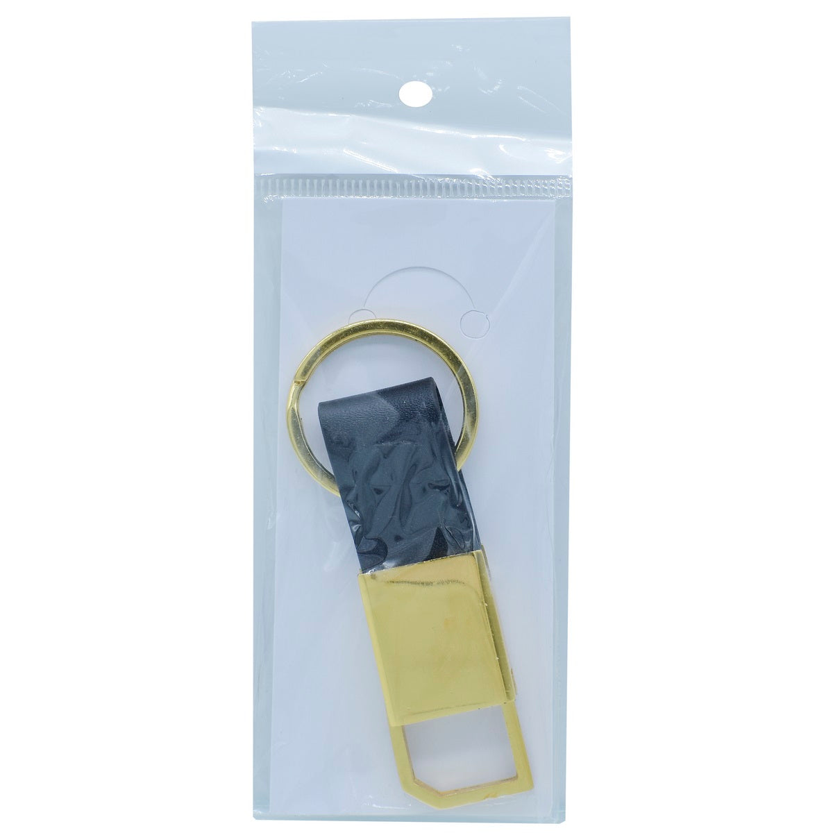 Gift To Love | Key Chain Leather Gold Hook With Ring | Color : Black | Code : KCLH00GD