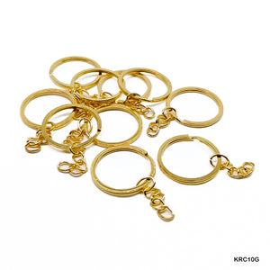 Gift To Love | Key Ring With Chain | Color : Gold | Size : 1.6 X 30 Mm | Pcs : 10 Pcs | Code : KRC10G