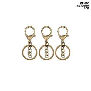 Gift To Love | Key Ring With Hook | Color : Copper | Size : 1.6 Mm X 30 Mm | Pcs : 3 Pcs | Code : KRH3C