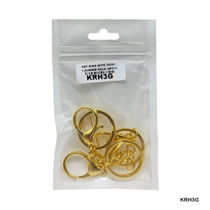 Gift To Love | Key Ring With Hook | Color : Gold | Size : 1.6 X 30 Mm | Pcs : 3 Pcs | Code : KRH3G