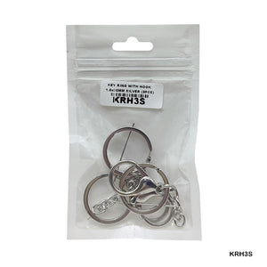 Gift To Love | Key Ring With Hook | Color : Silver | Size : 1.6 Mm X 30 Mm | Pcs : 3 Pcs | Code : KRH3S