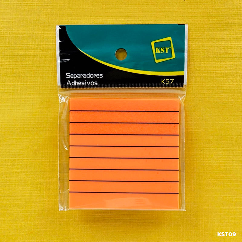 Gift To Love | Sticky Note Plastic Ruled | Color : Fluorescent Orange | Size : 3 X 3 | Code : KST09