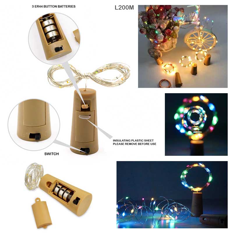 Gift To Love | Led Bottle Cork Light | Color : Multi | Size : 200 Cm | Code : L200M
