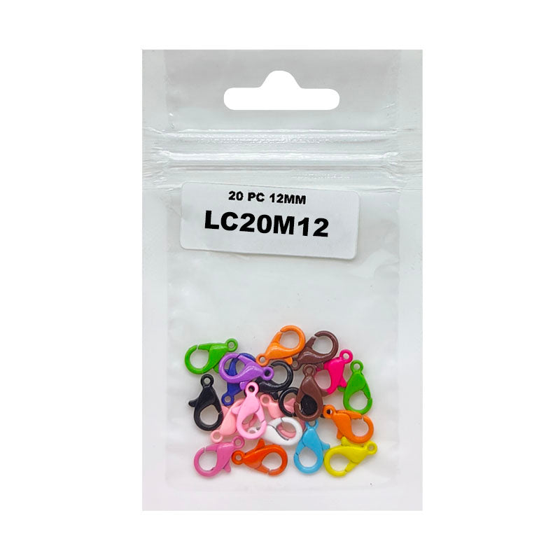 Gift To Love | Lobster Clasps Claw Hooks | Color : Multi | Size : 12 Mm | Pcs : 20 Pcs | Code : LC20M12