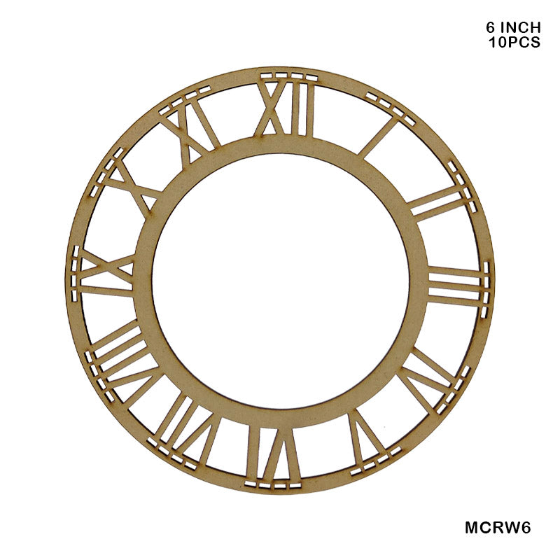 Gift To Love | Mdf Cutout Roman Watch Round | Size : 6 Inch | Pcs : 10 Pc | Code : MCRW6