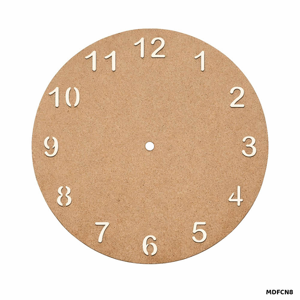 Gift To Love | MDF Cutout Numeric Watch Round | Size : 8 Inch | Code : MDFCN8