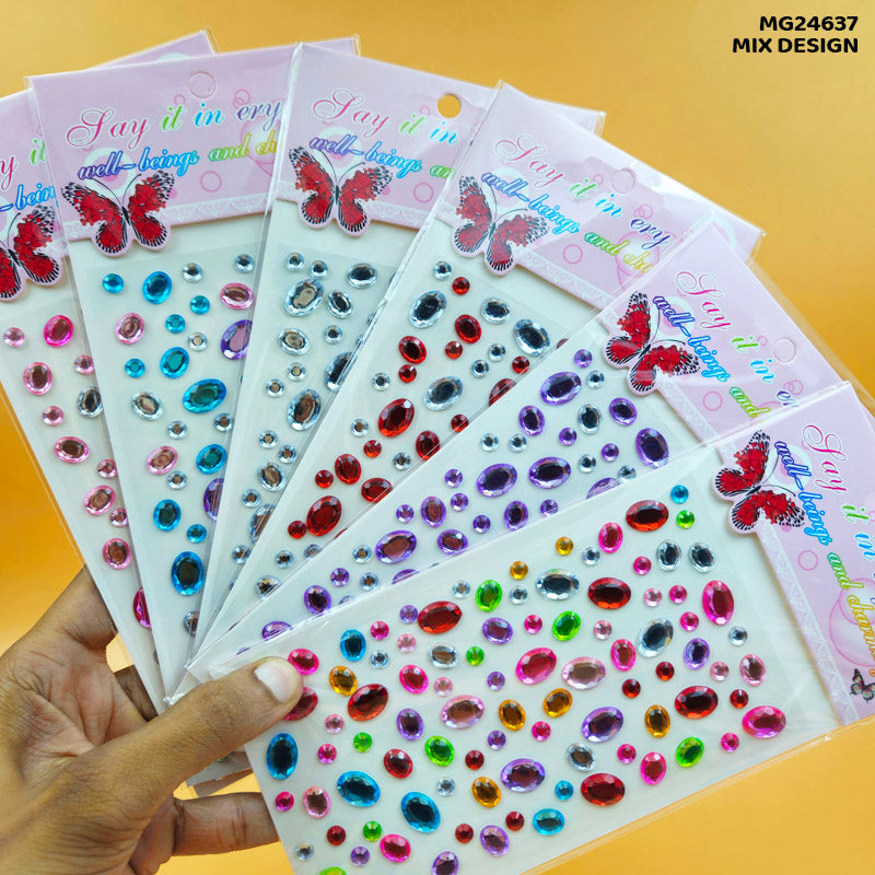 Gift To Love | Mixed Oval And Round Stone Sticker | Code : MG24637
