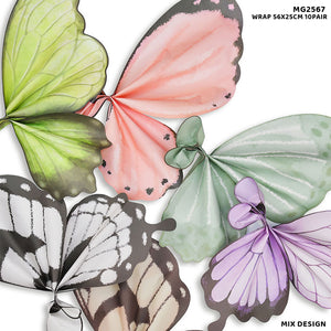 Gift To Love | Colored Butterfly Wing Flower Wrap | Size : 56 X 25 Cm | Pcs : 10 Pair | Code : MG2567
