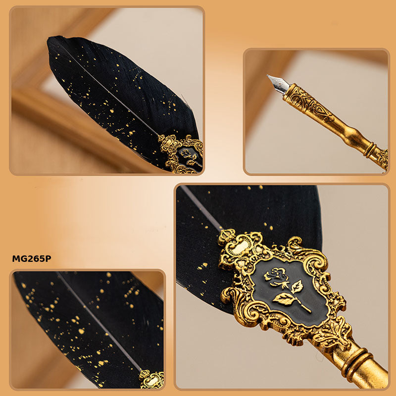 Gift To Love | Feather Fountain Pen | Color : Gold | Pcs : 6 Nib | Code : MG265P